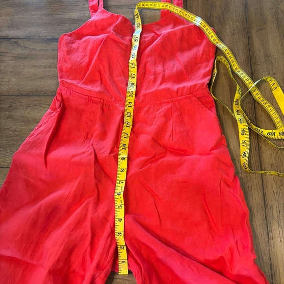 Cynthia Rowley 100% Linen Wide Leg Cropped Romper Jumpsuit, size 4, Orange - Picture 11 of 11